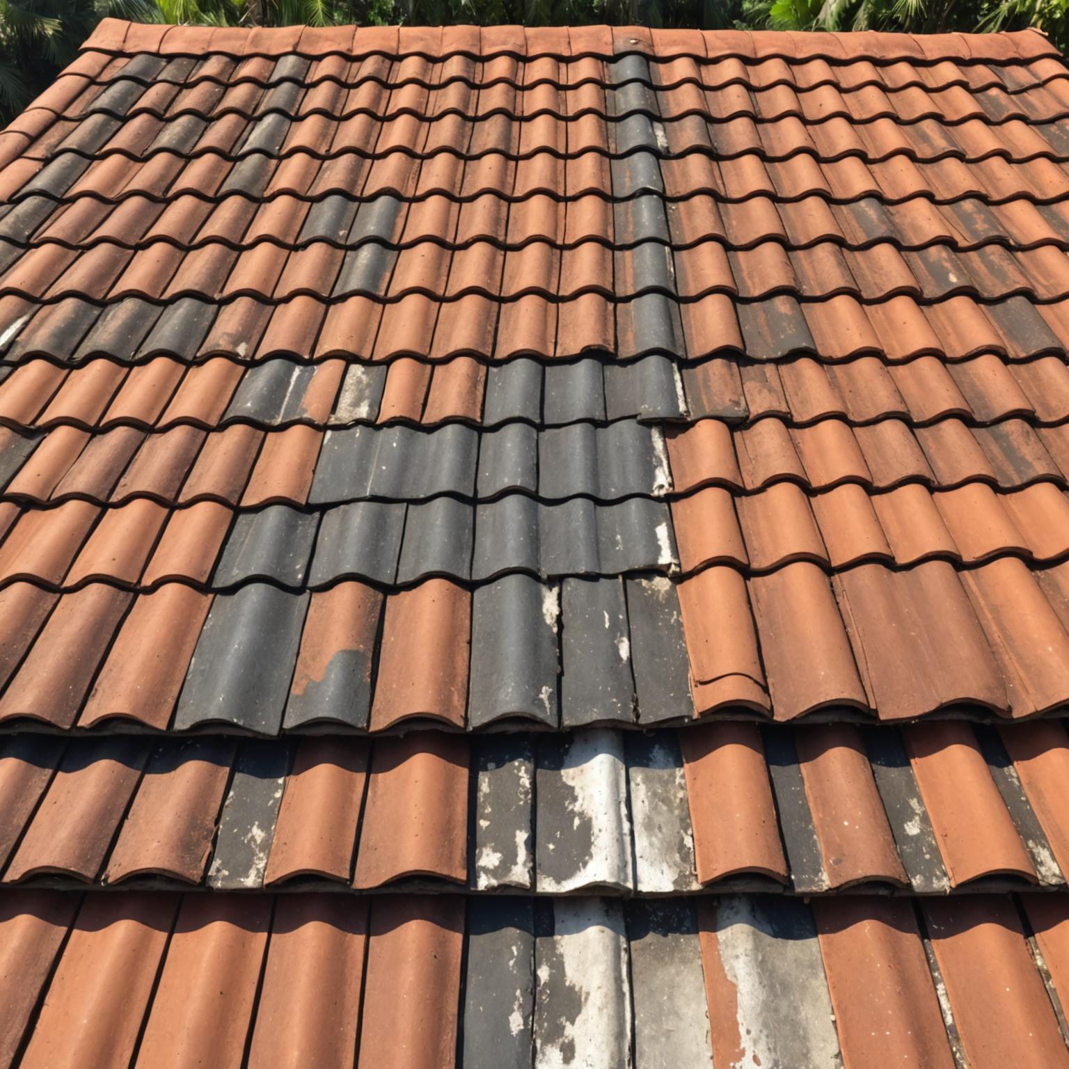 Aged roof being restored to like-new condition