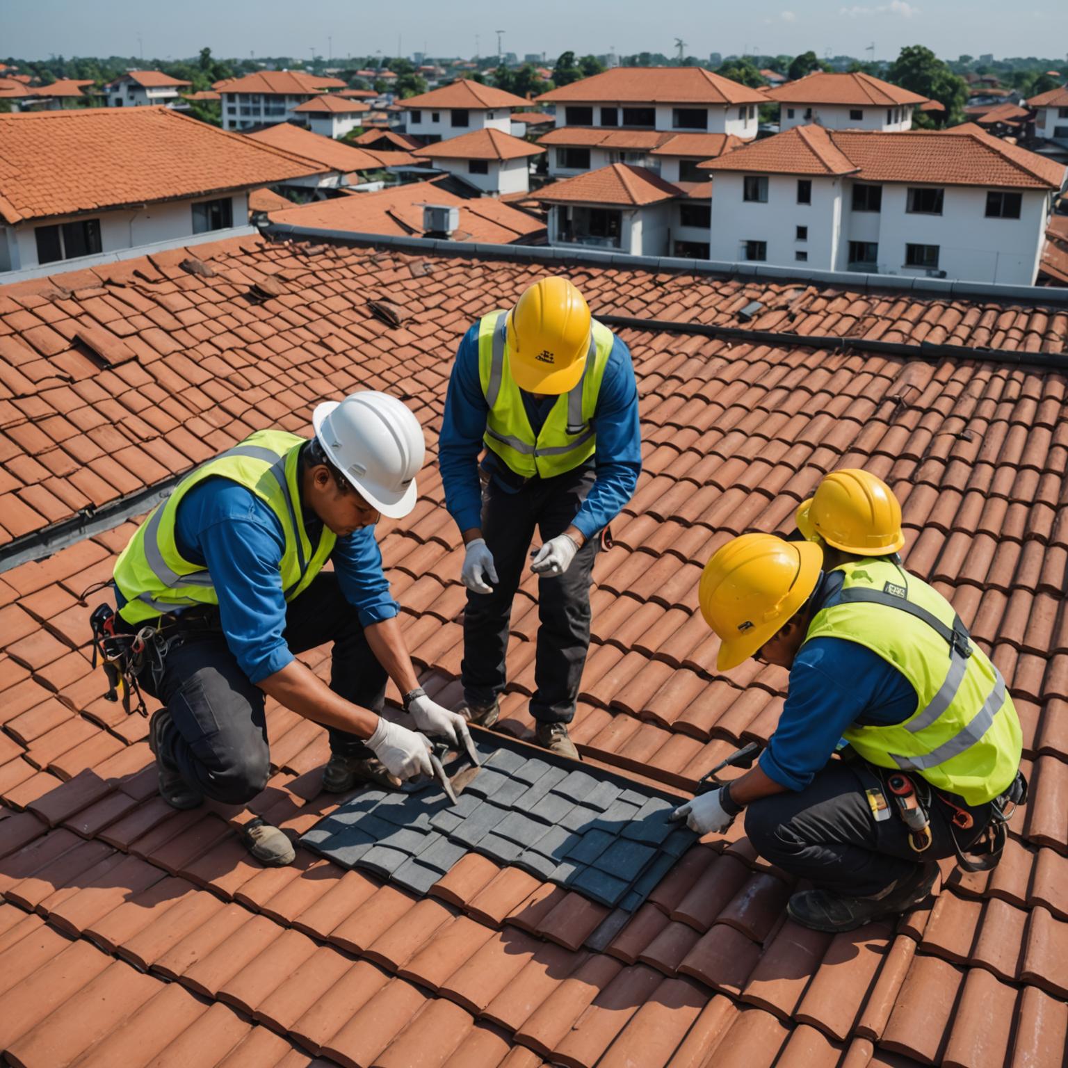Frontiq roofing crew on a Klang Valley project