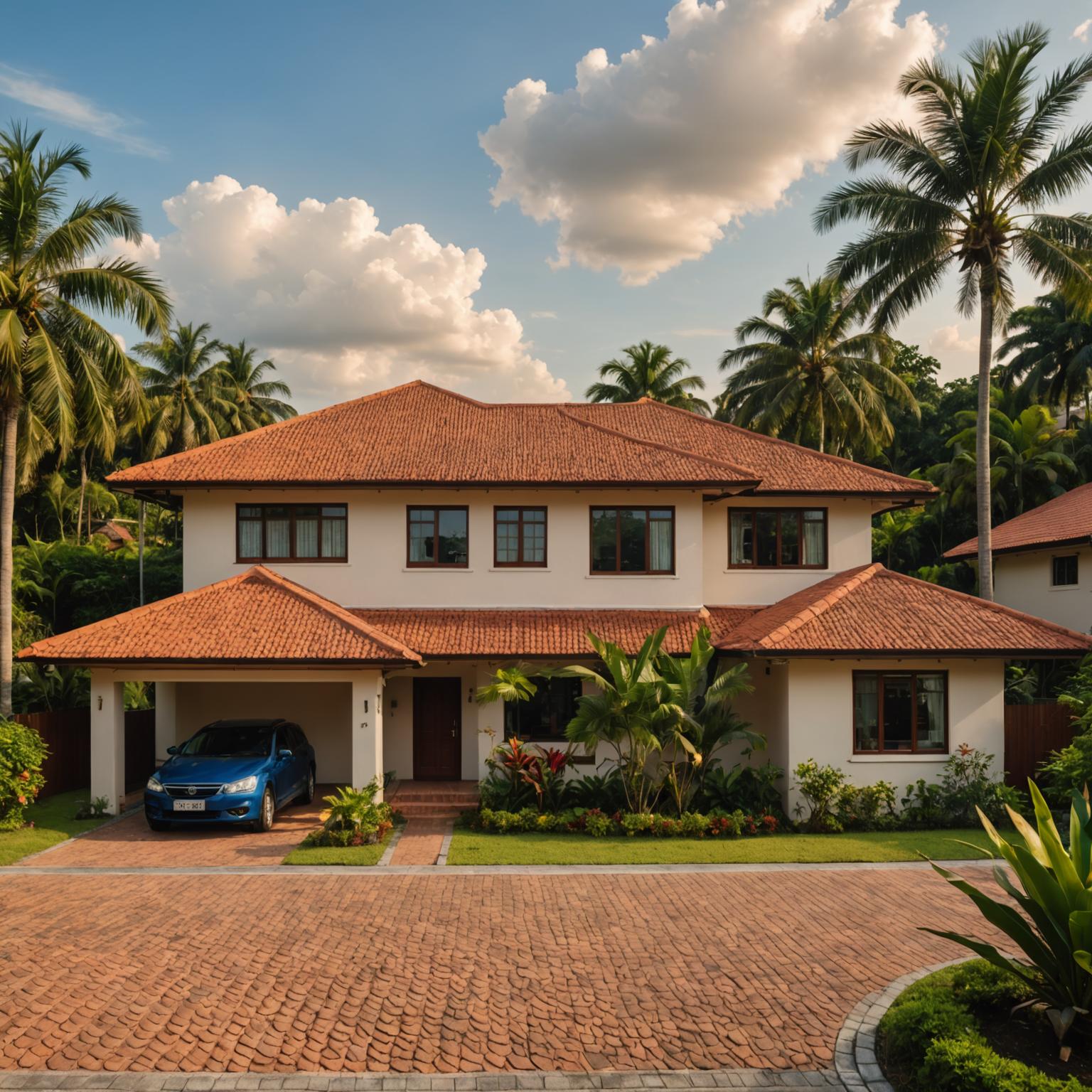 Malaysian residential home with new clay tile roof